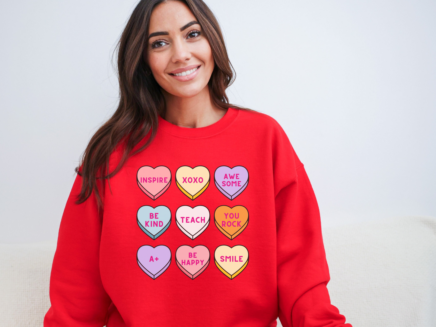 Valentine's Day Teacher Candy Hearts Sweatshirt