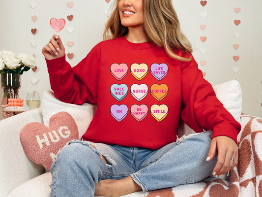 Valentine's Day Nurse Candy Hearts Sweatshirt