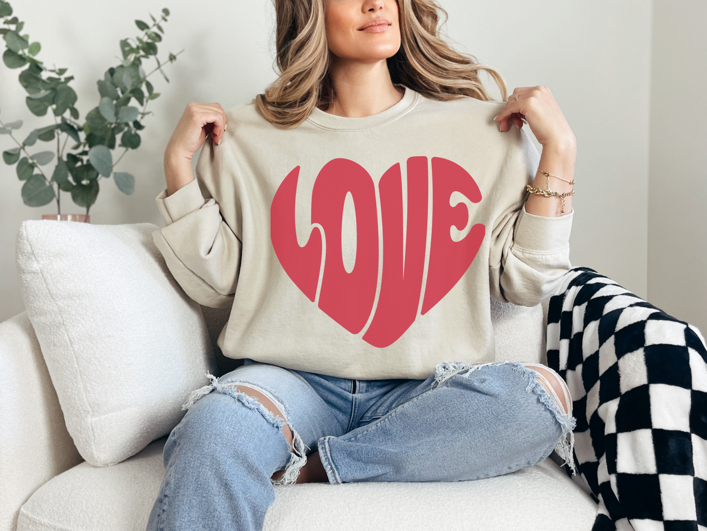 Valentine's Day Groovy Love Heart Sweatshirt