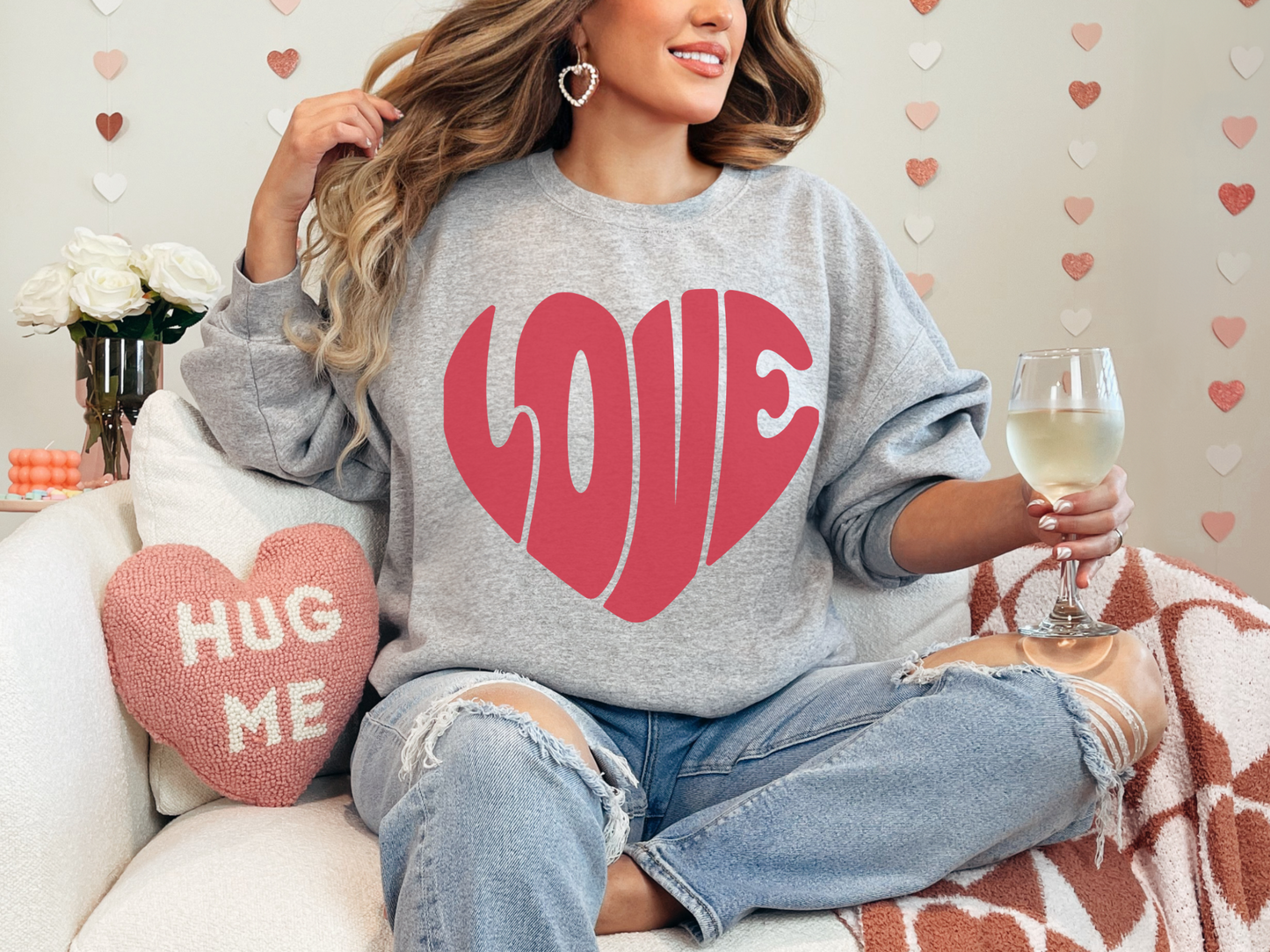 Valentine's Day Groovy Love Heart Sweatshirt