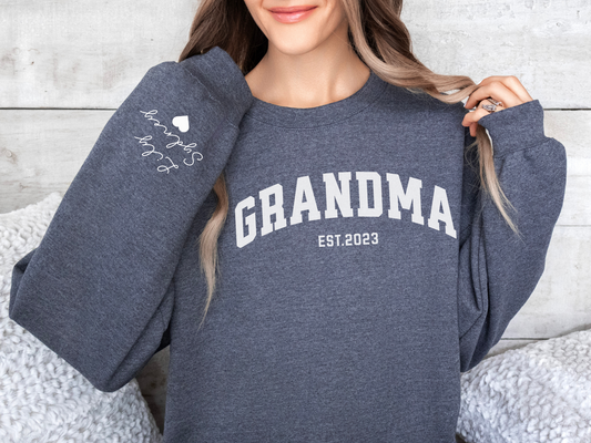 Personalized Grandma Sweatshirt Varsity Style