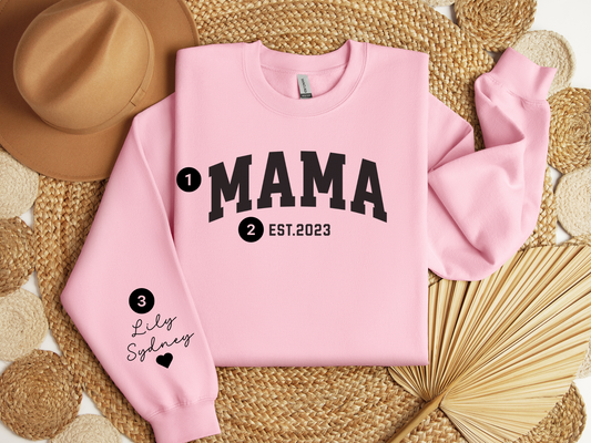 Personalized Mama Sweatshirt Varsity Style