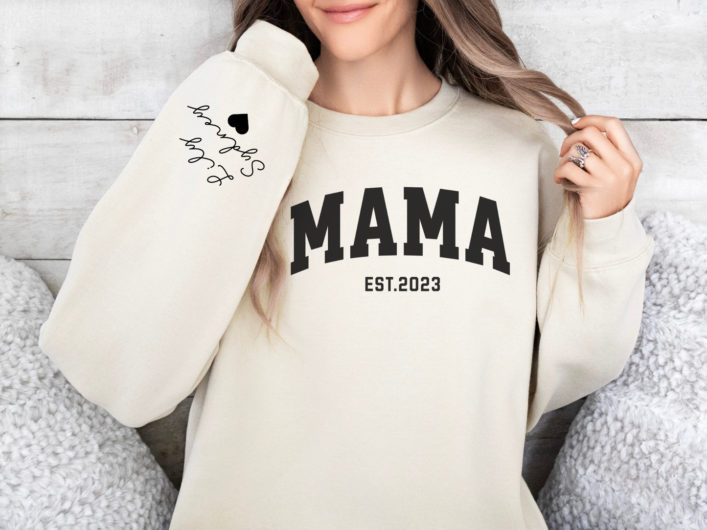 Personalized Mama Sweatshirt Varsity Style