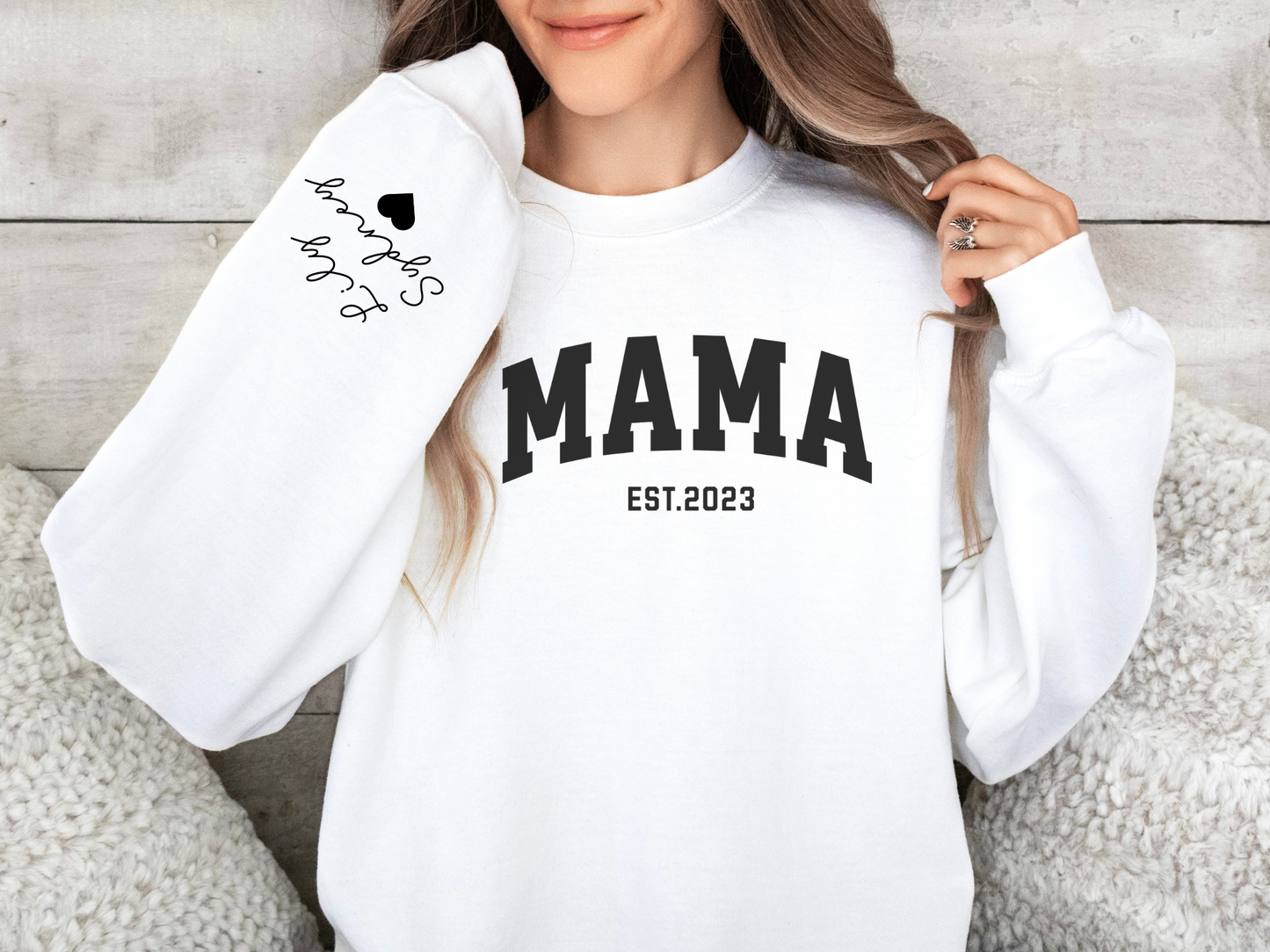 Personalized Mama Sweatshirt Varsity Style