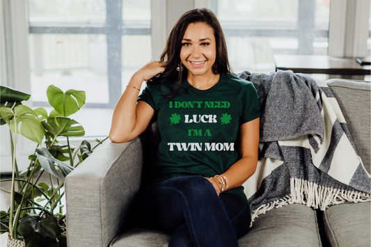 St Patrick's Day Lucky Twin Mom Graphic Tee