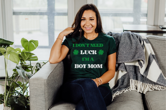 St Patrick's Day Lucky Boy Mom Graphic Tee