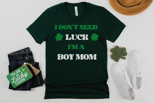 St Patrick's Day Lucky Boy Mom Graphic Tee