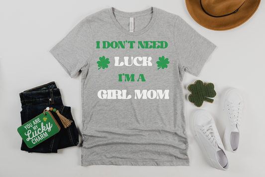 St Patrick's Day Lucky Girl Mom Graphic Tee