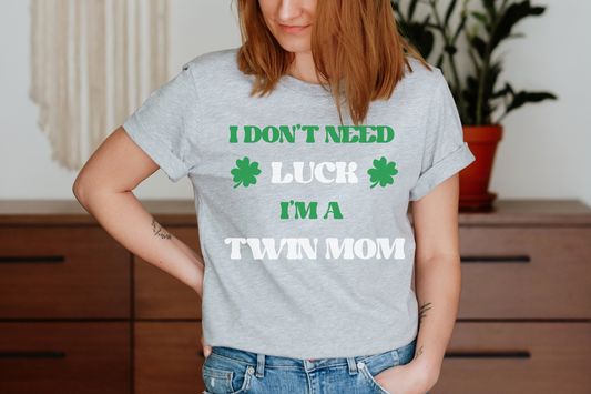 St Patrick's Day Lucky Twin Mom Graphic Tee